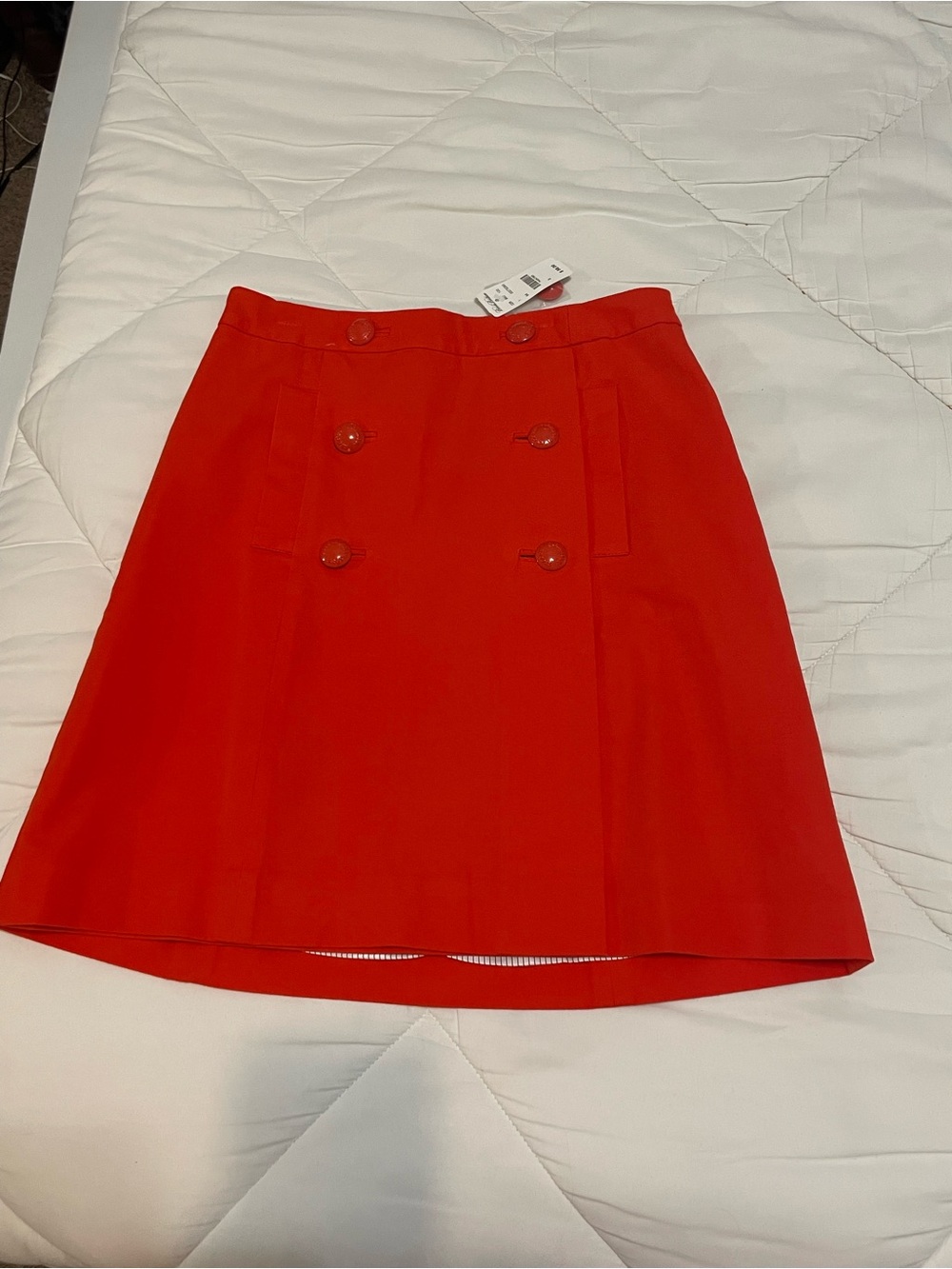 Brooks Brothers Bright Orange Double-Breasted A-Line Skirt